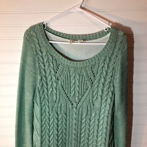 Anthropologie Mint Green Cable Knit Sweater